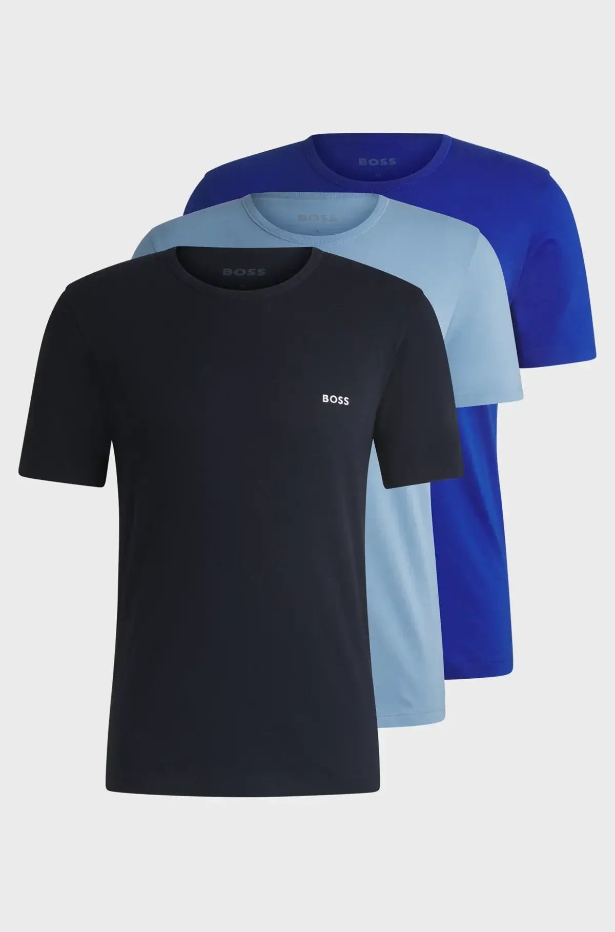 Boss 3 Pack Cotton Underwear T-Shirts With Logo Embroidered - Blue/Black