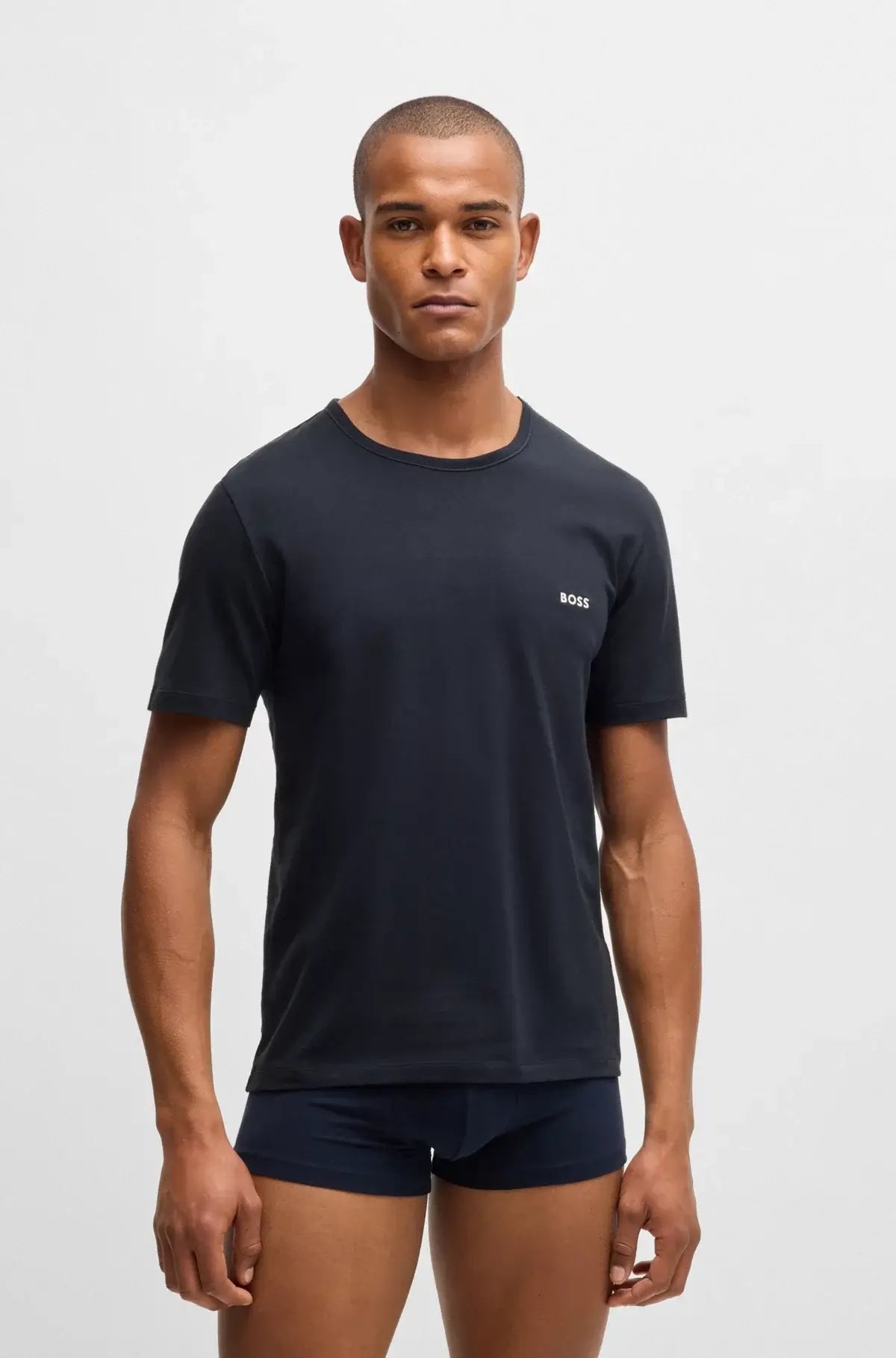 Boss 3 Pack Cotton Underwear T-Shirts With Logo Embroidered - Blue/Black