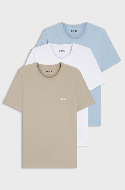 BOSS 3-Pack Men’s Cotton Underwear T-Shirts – Regular Fit Crew Neck Logo Tees