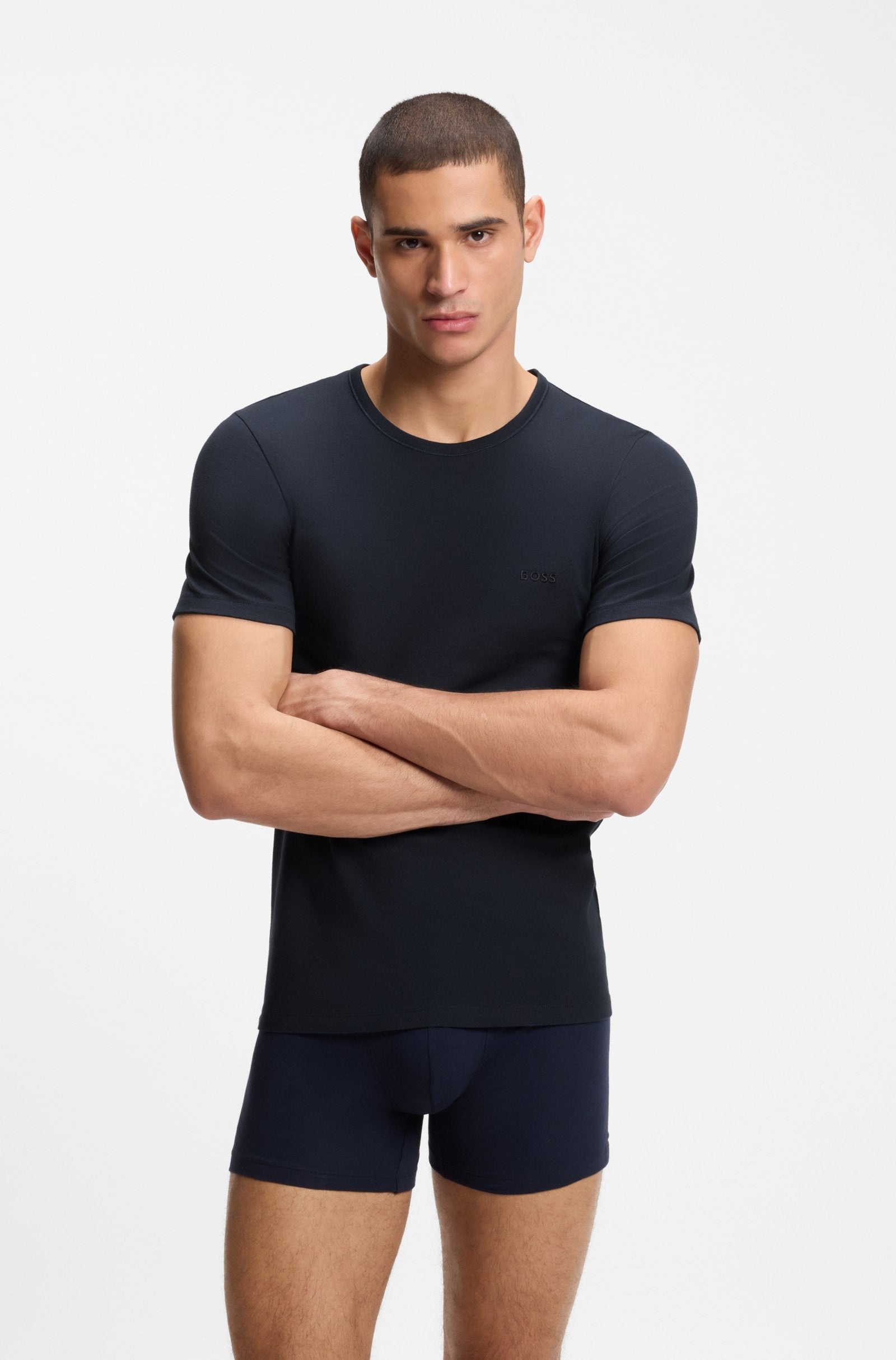 BOSS 50532468-979 Navy Cotton T-Shirt Front