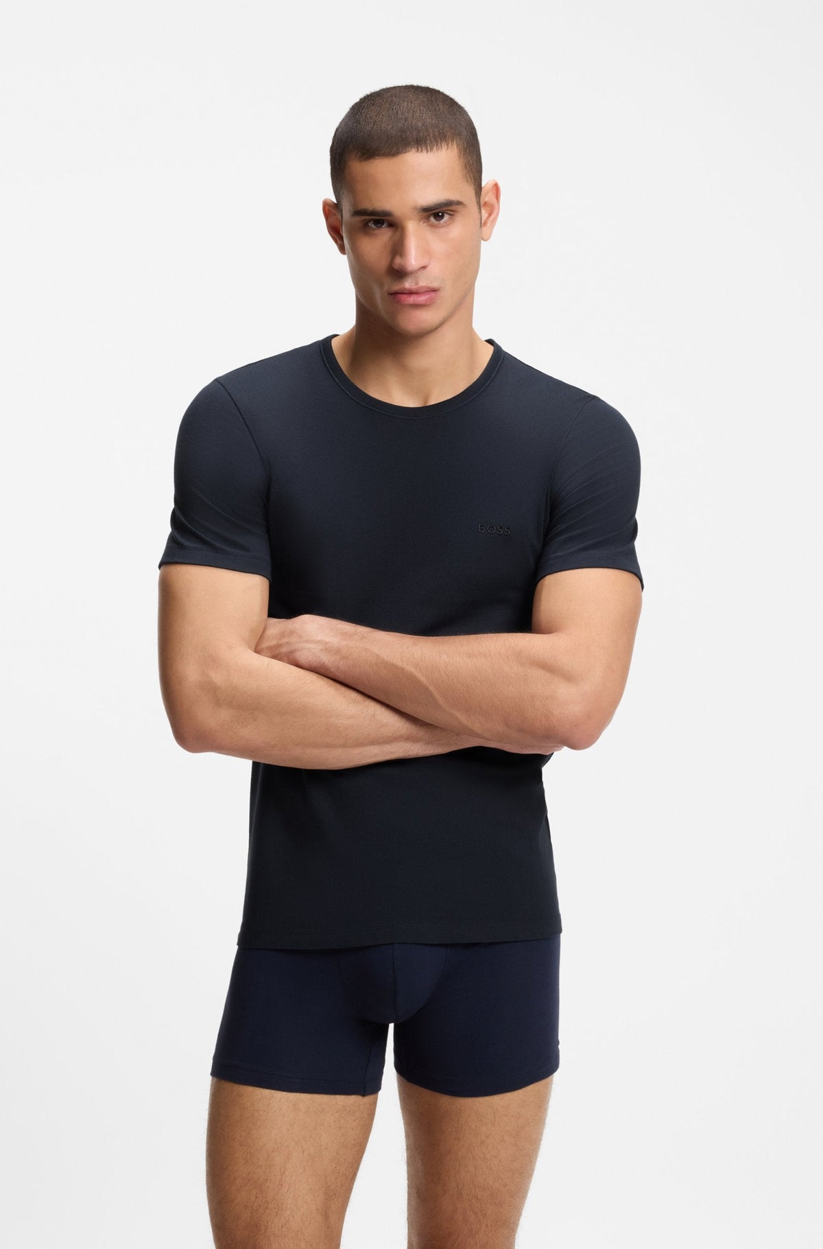 BOSS 50532468-979 Navy Cotton T-Shirt Front