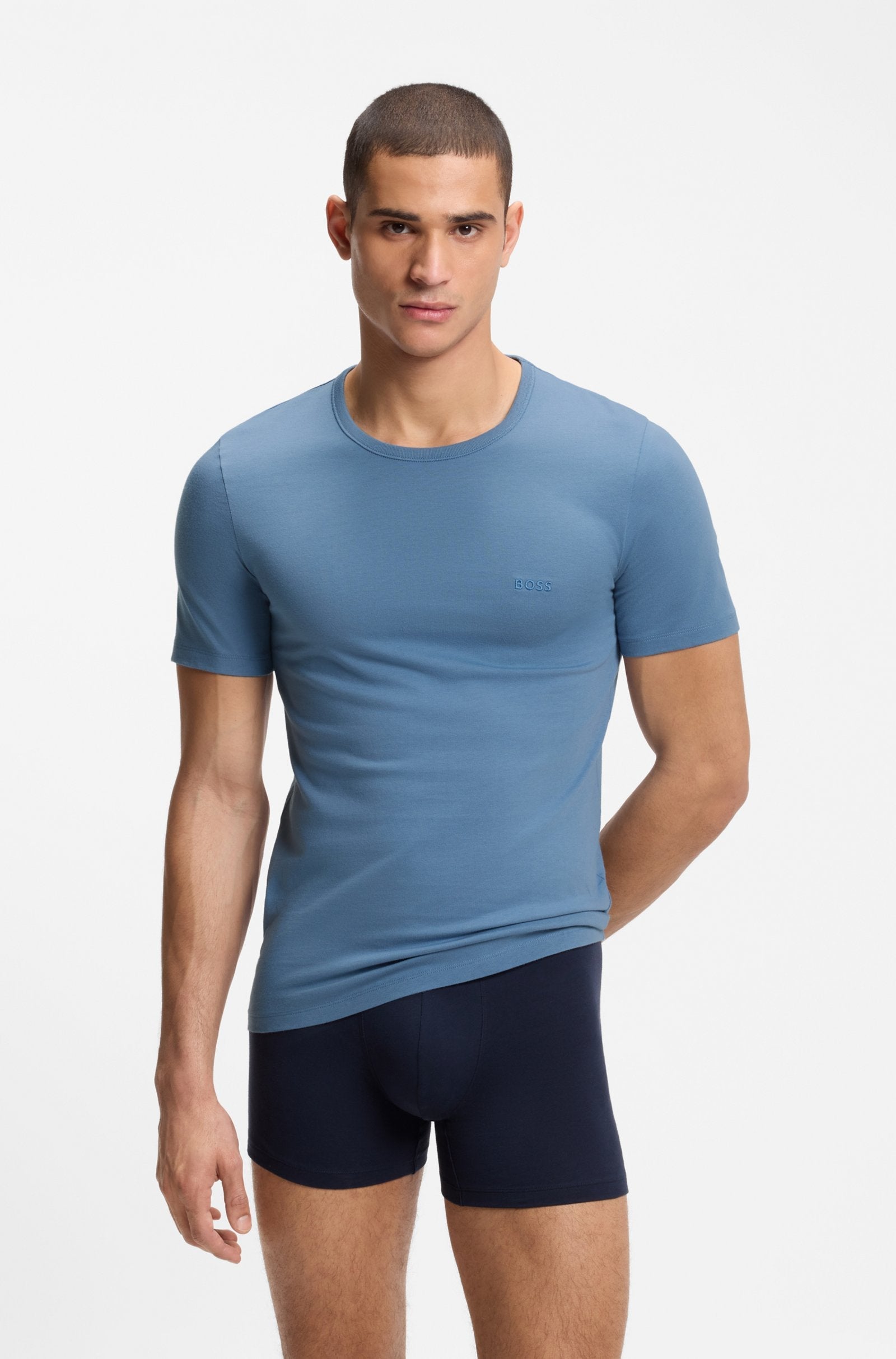 BOSS 50532468-979 Blue Cotton T-Shirt Front