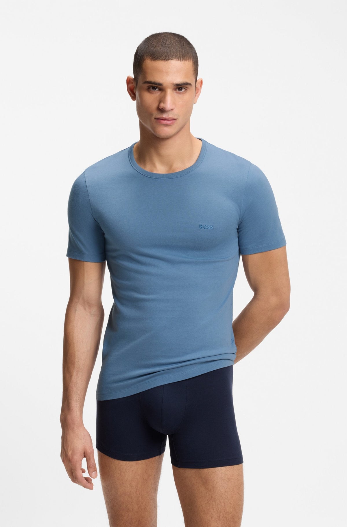 BOSS 50532468-979 Blue Cotton T-Shirt Front