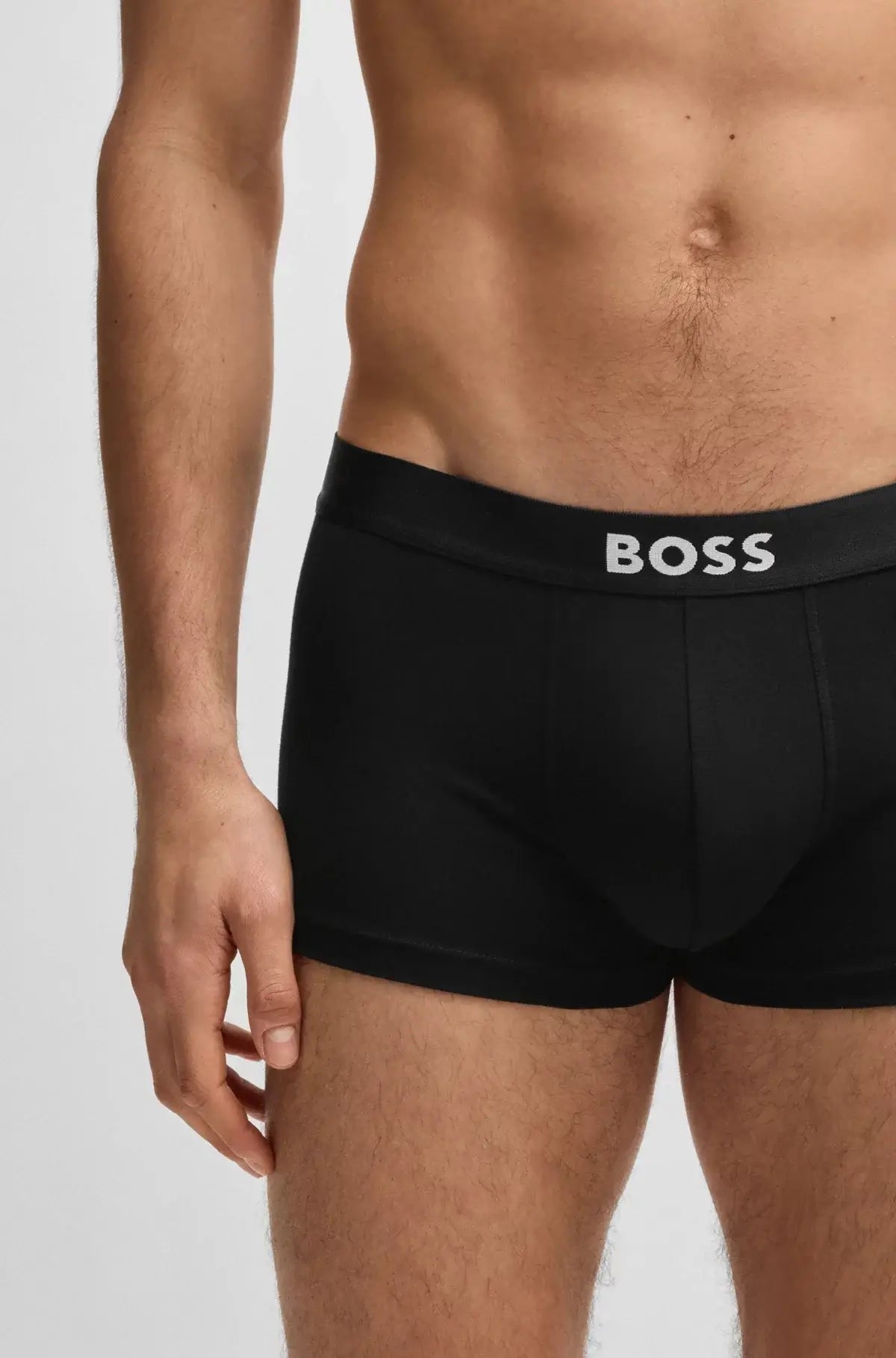 BOSS ONE Stretch-Cotton Trunks 3‑Pack – Regular Rise | Black Logo Waistbands