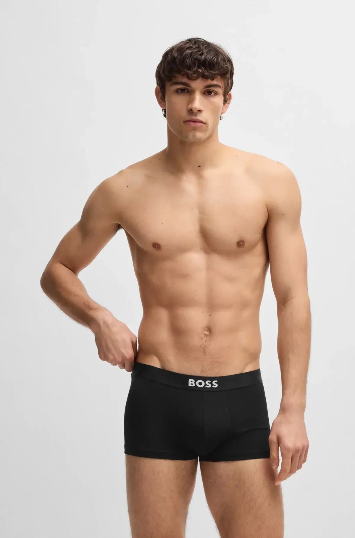 BOSS ONE Stretch-Cotton Trunks 3‑Pack – Regular Rise | Black Logo Waistbands