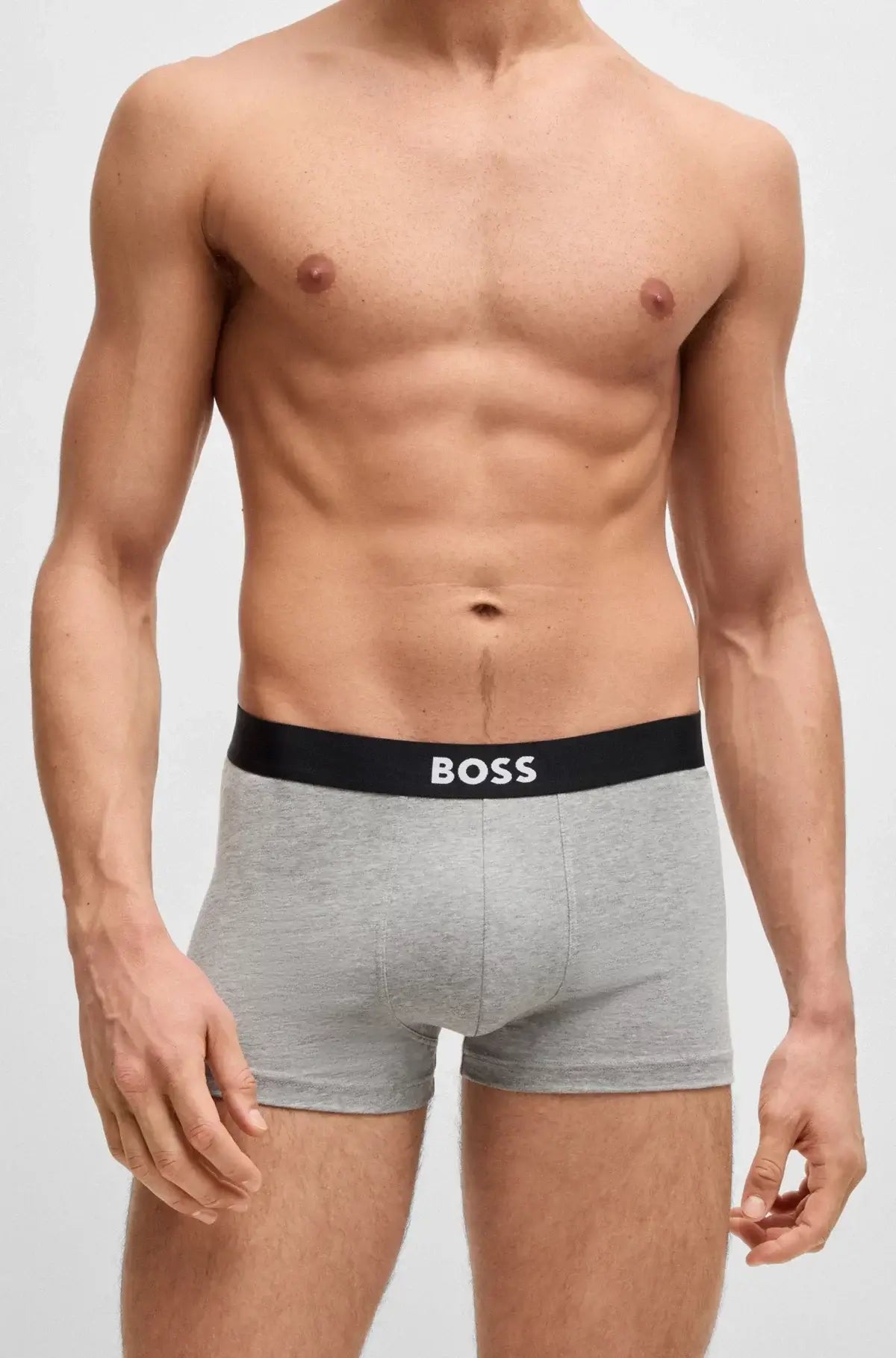 BOSS ONE Stretch-Cotton Trunks 3‑Pack – Regular Rise | Black / White / Grey