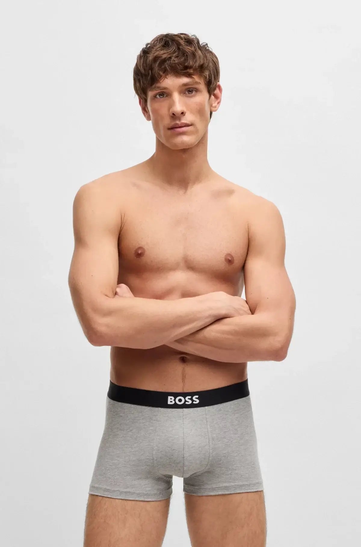 BOSS ONE Stretch-Cotton Trunks 3‑Pack – Regular Rise | Black / White / Grey