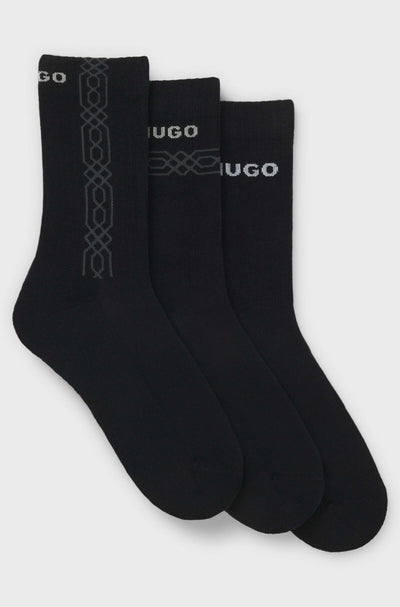 HUGO 3 Pack Short Socks with Logo Detail – Cotton Rich
