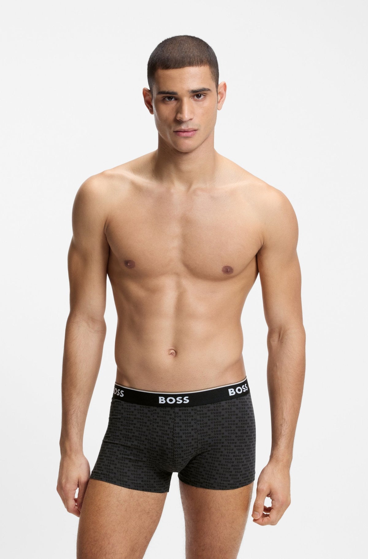 BOSS Power Design 3 Pack Stretch Cotton Trunks - Black / Grey Multi