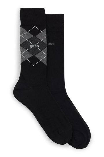 BOSS 2 Pack Argyle Socks in a Cotton Blend - Black