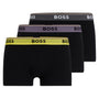 Boss 3 Pack of Stretch-Cotton Trunks - Black with Yellow/Purple/Charcoal Waistbands