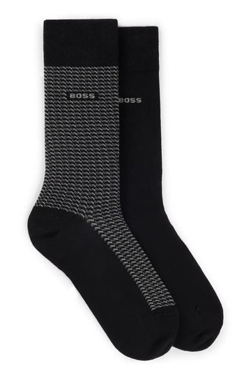 BOSS 2 Pack Mini Geom Cotton Blend Socks - Black