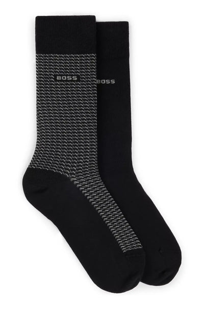 BOSS 2 Pack Mini Geom Cotton Blend Socks - Black