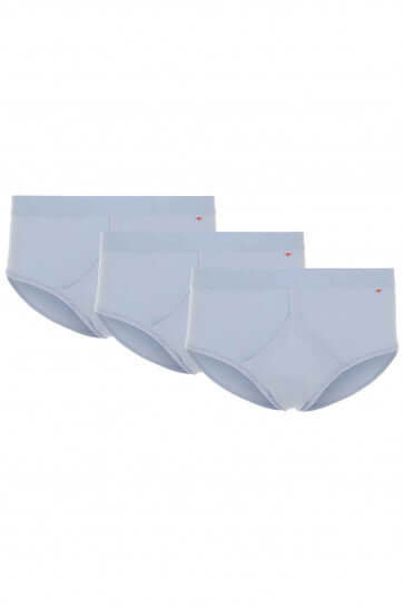 HJ Hall 3 Pack Pure Cotton Fly-Fronts Briefs - Light Blue