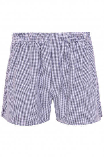 HJ Hall 2 Pack Pure Cotton Woven Boxers - Navy Checks