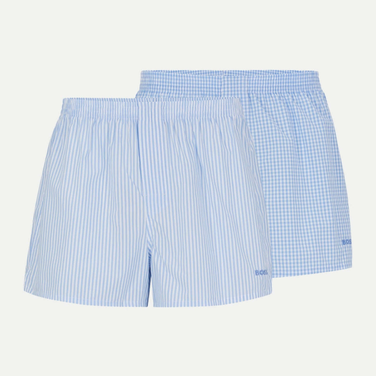 BOSS 2 Pack Woven Boxers - Blue Check-Stripes – Trunks and Boxers