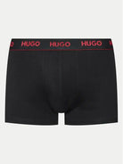 Hugo 3 Pack Stretch Cotton Trunks with Logo Waistbands - Black
