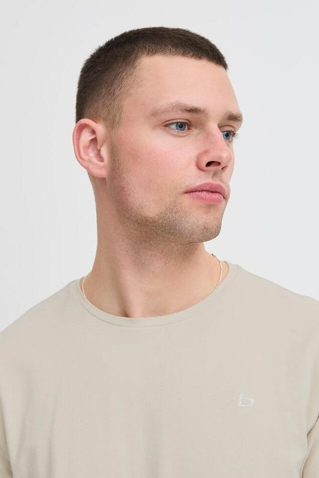 Blend BHDINTON Logo Tee - Crew Neck, Oyster Grey
