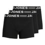 Jack & Jones 3 Pack Cotton Stretch Trunks - Black/Black Waistband