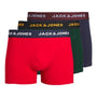 Jack & Jones 3 Pack Cotton Stretch Trunks - Red/Green/Navy
