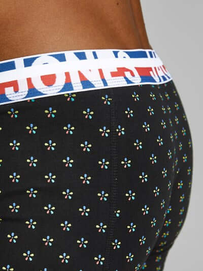 Jack & Jones Jachenrik Cotton Stretch 3 Pack Trunks - Black/Navy/Navy Print
