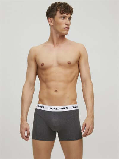 Jack & Jones Jacbasic 5 Pack Cotton Stretch Trunks - Forest Night/Navy Blazer/ Dark Grey Melange/ Black/Black
