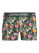 Jack & Jones Jacpink Flamingo Trunks 3 Pack Cotton Stretch Boxers - Navy Blazer, Print