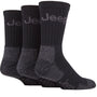 Jeep JM273 Luxury Mens 3 Pack Terrain Socks for Hiking Boots - Black/Grey