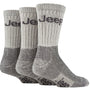 Jeep JM273 Luxury Mens 3 Pack Terrain Socks for Hiking Boots - Ecru/Grey