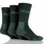 Jeep JM273 Luxury Mens 3 Pack Terrain Socks for Hiking Boots - Forest Green