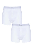 Jeep Men’s 2 Pack Cotton Plain Button Front Trunk Boxer Shorts - White