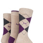 Pringle - 3 Pair Men's Waverley Argyle Patterned- Soft Cotton Rich Socks - Beige