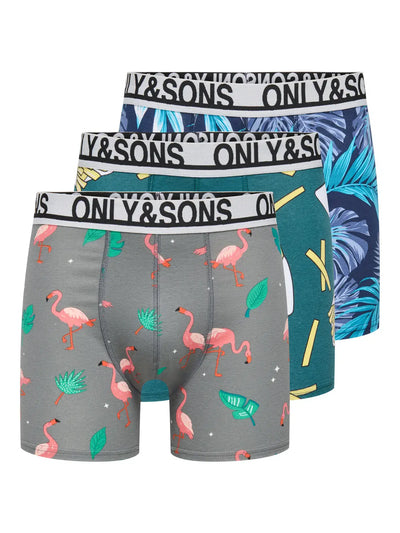 Only & Sons ONSFITZ Bold AOP Cotton Stretch Boxer Briefs – 3 Pack