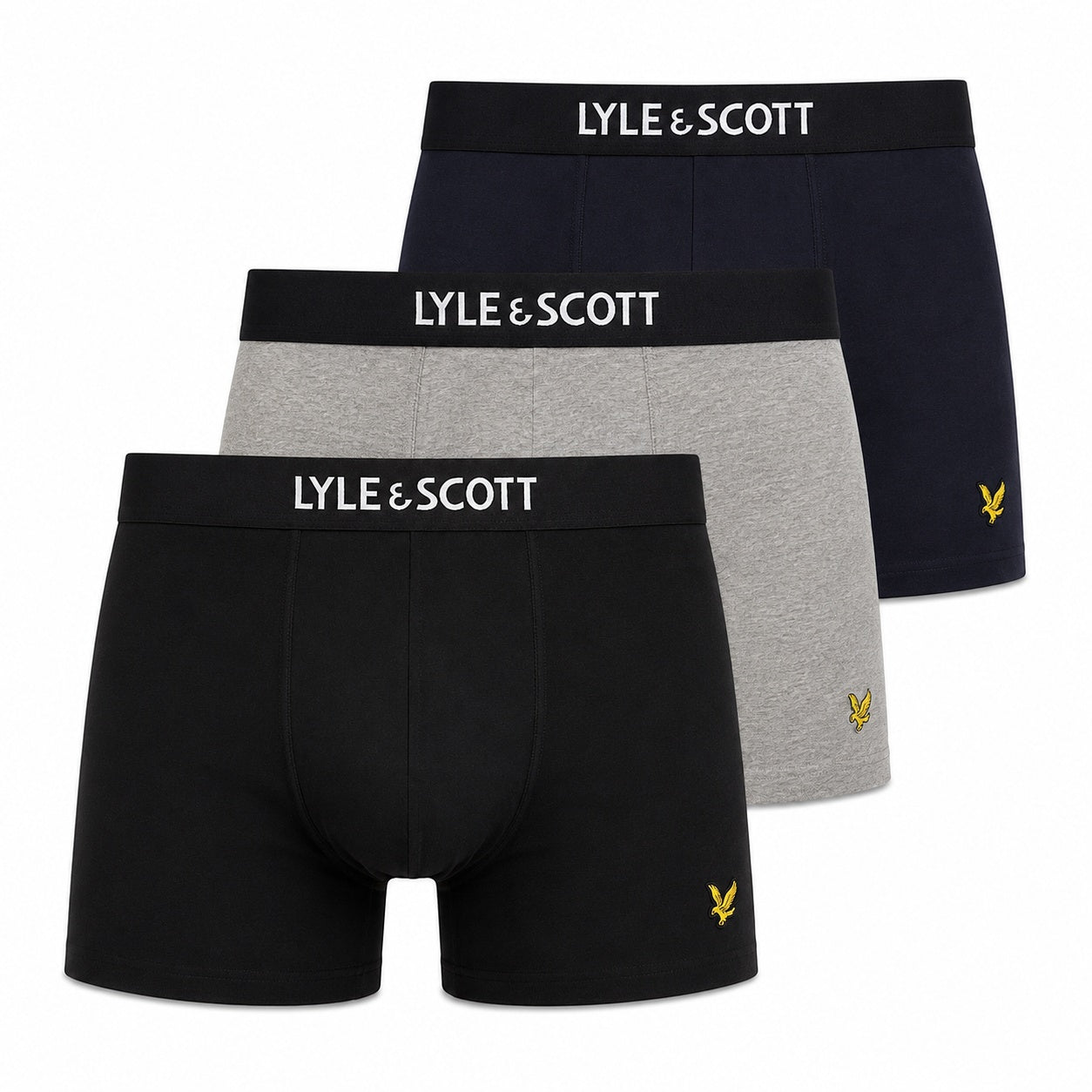 Lyle & Scott Devon Black Grey Marl Peacoat 3 Pack Trunks LSM780