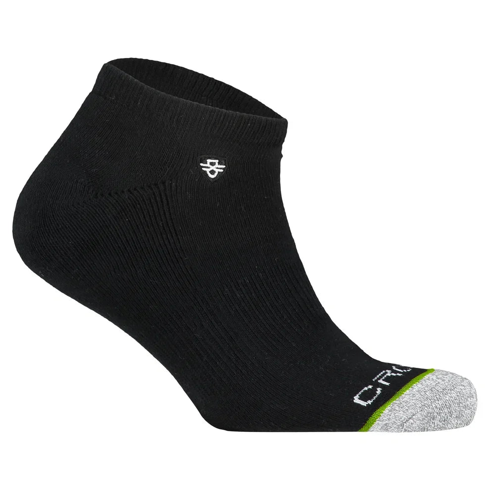 Crossfly Original Men's Low Cut Socks - Black side view