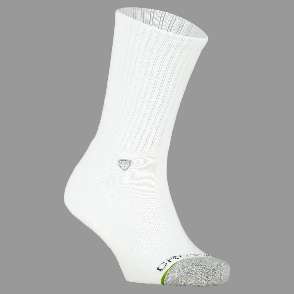 Crossfly Original Men's 12" Crew Socks - White angled product view