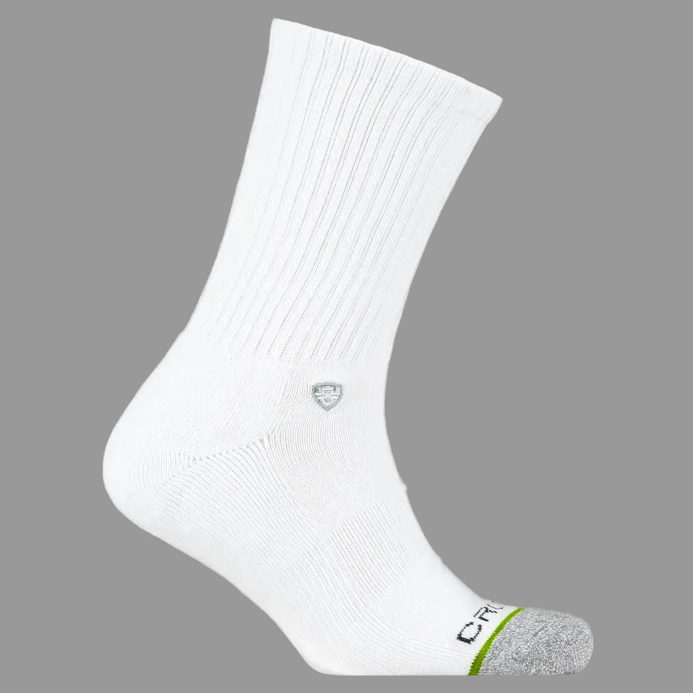 Crossfly Original Men's 12" Crew Socks - White side view