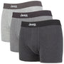 Jeep 3 Pack Mens Cotton Stretch Underwear Hipster Trunks - Charcoal/Mid Grey/Light Grey
