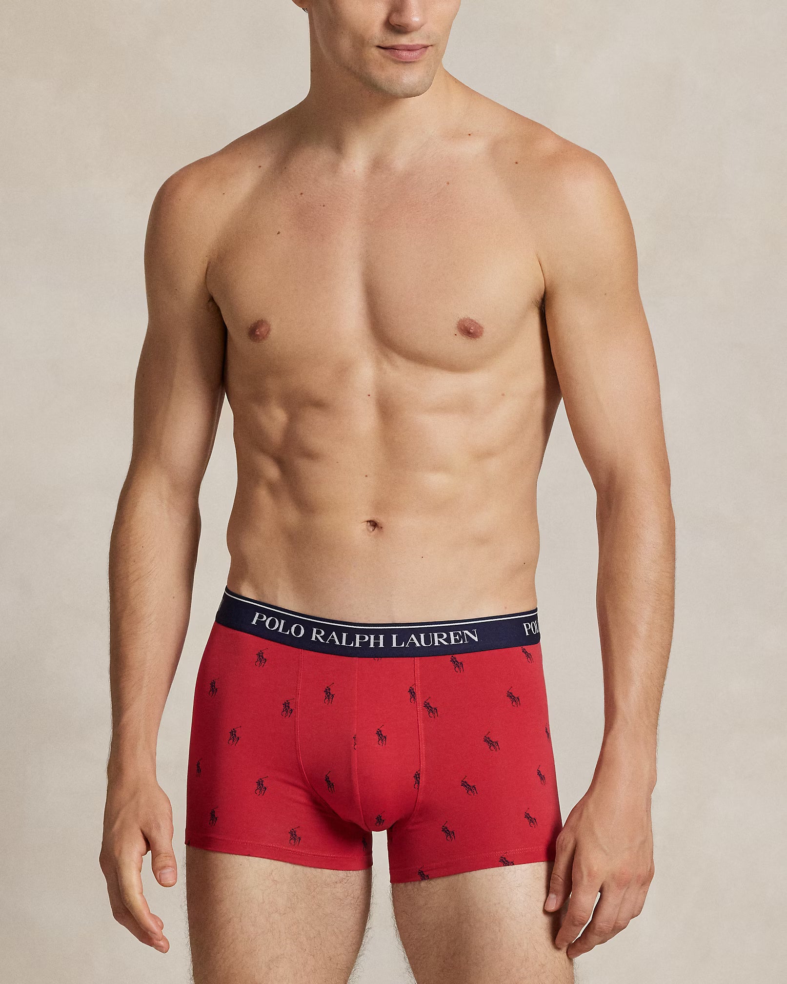 Polo Ralph Lauren Classic Stretch Cotton Trunks 3-Pack – Red AOP / White / Navy