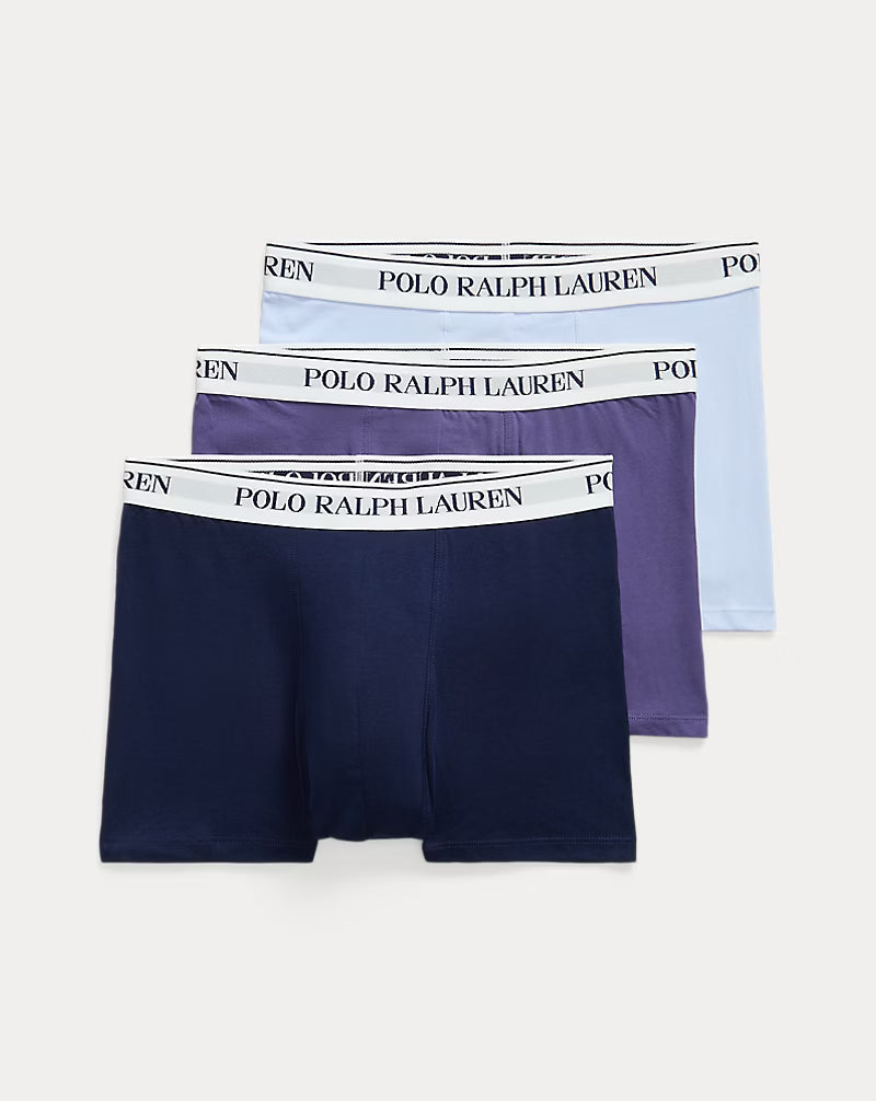 Polo Ralph Lauren Classic Stretch Cotton Trunks 3-Pack, Berry / Blue / Navy