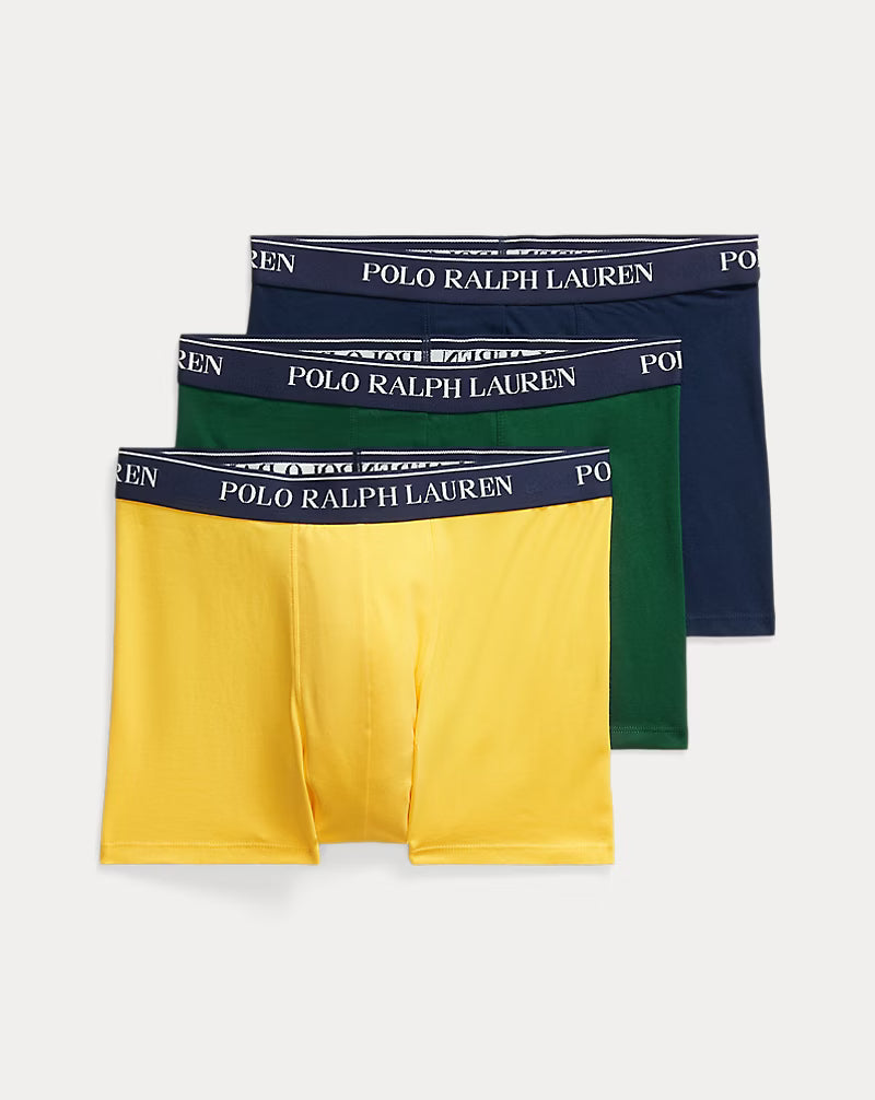 Polo Ralph Lauren Classic Stretch Cotton Trunks 3-Pack, Forest / Yellow / Navy