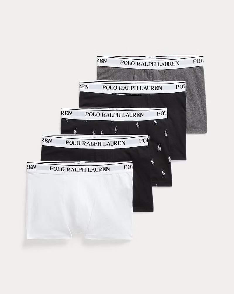 Polo Ralph Lauren Classic Stretch Cotton Trunk 5-Pack - Black, White, Charcoal, Print