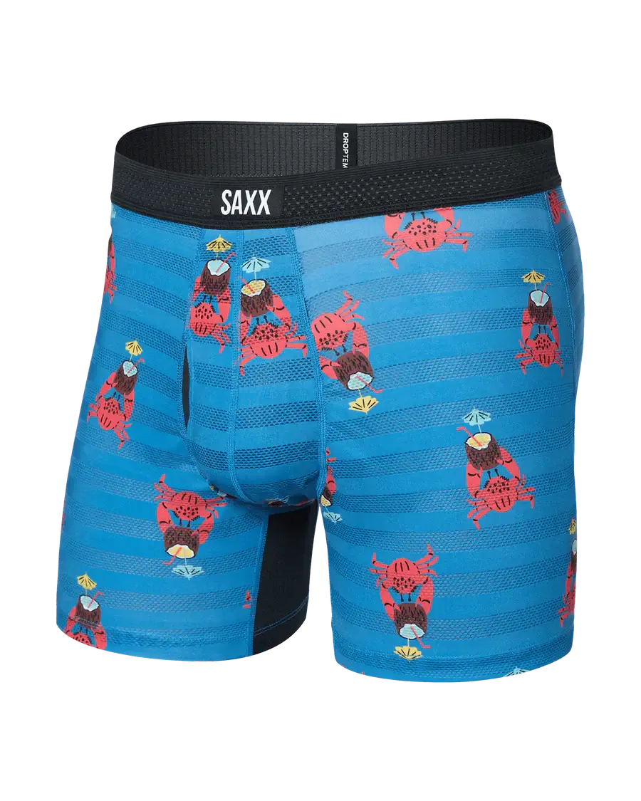 Saxx DropTemp® Cooling Mesh Performance Boxer Brief- Slim Fit, Crab Cocktail, Blue