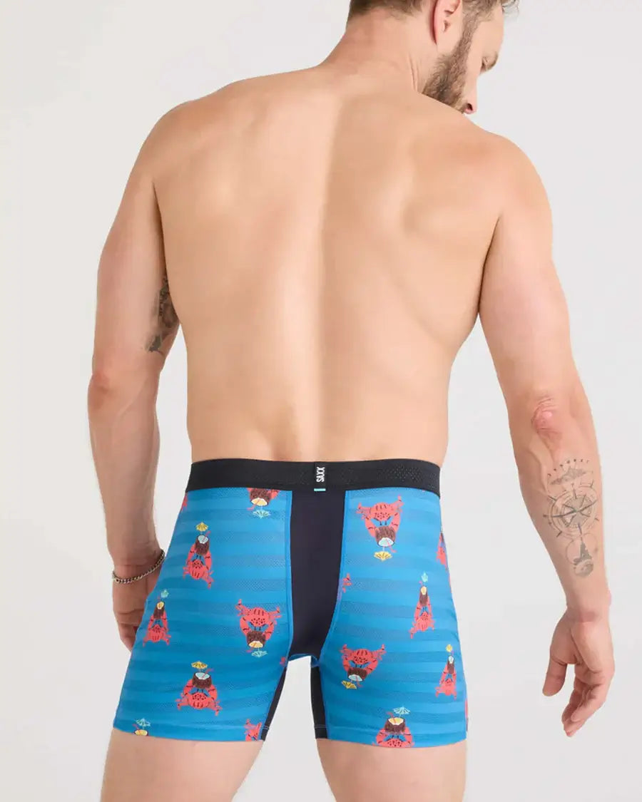 Saxx DropTemp® Cooling Mesh Performance Boxer Brief- Slim Fit, Crab Cocktail, Blue