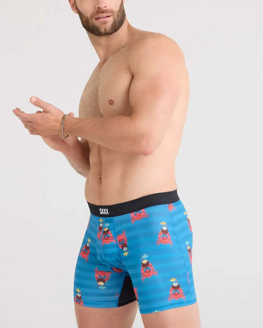 Saxx DropTemp® Cooling Mesh Performance Boxer Brief- Slim Fit, Crab Cocktail, Blue