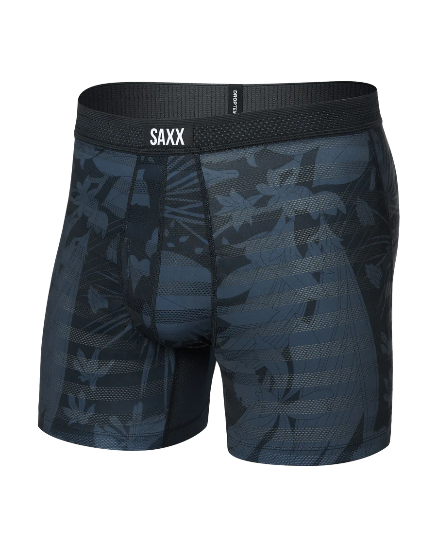Saxx DropTemp® Cooling Mesh Performance Boxer Brief 5" - Slim Fit, Jungle Noir Black