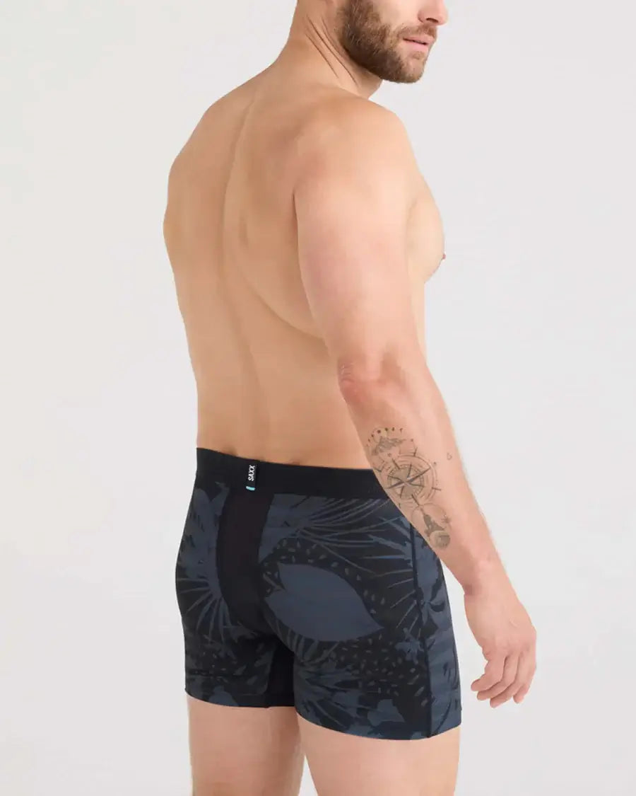 Saxx DropTemp® Cooling Mesh Performance Boxer Brief 5" - Slim Fit, Jungle Noir Black