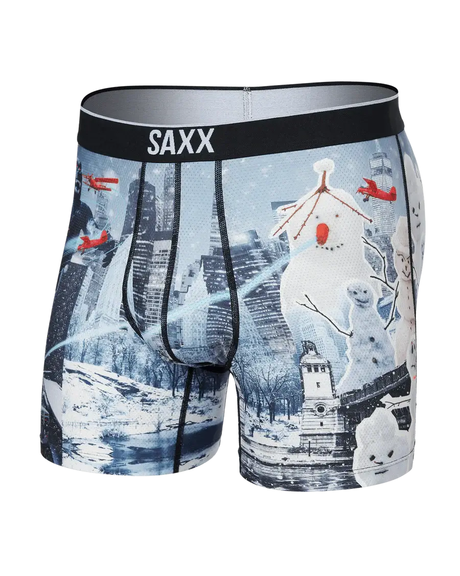 Saxx Underwear Volt Breathable Mesh Boxer Briefs - Frosty Invasion-Grey