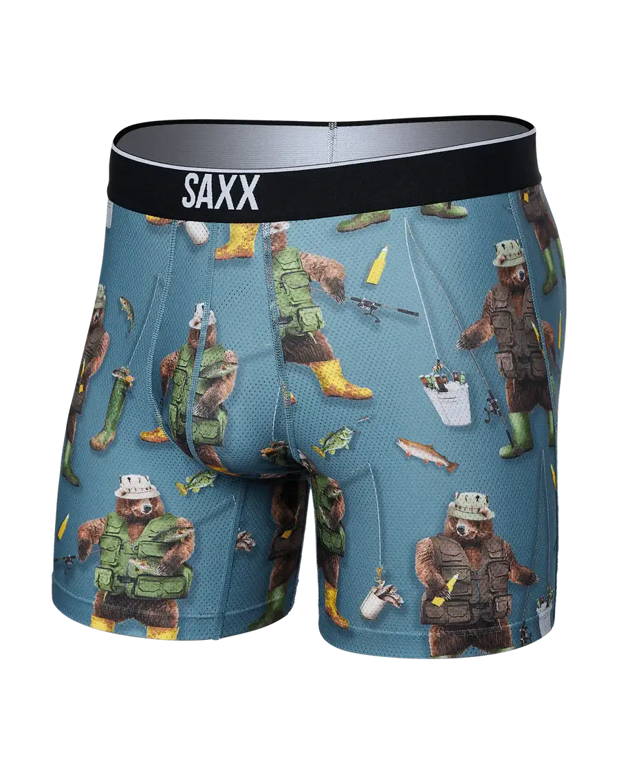 Saxx Underwear Volt Breathable Mesh Boxer Briefs - Water Foul - WashedTeal