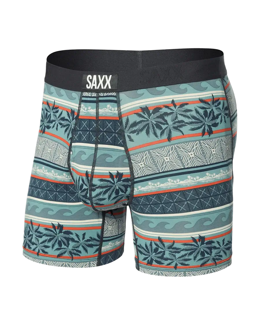 Saxx Ultra Super Soft Comfort Blend Boxer Briefs - Beach Shack Stripe-Teal